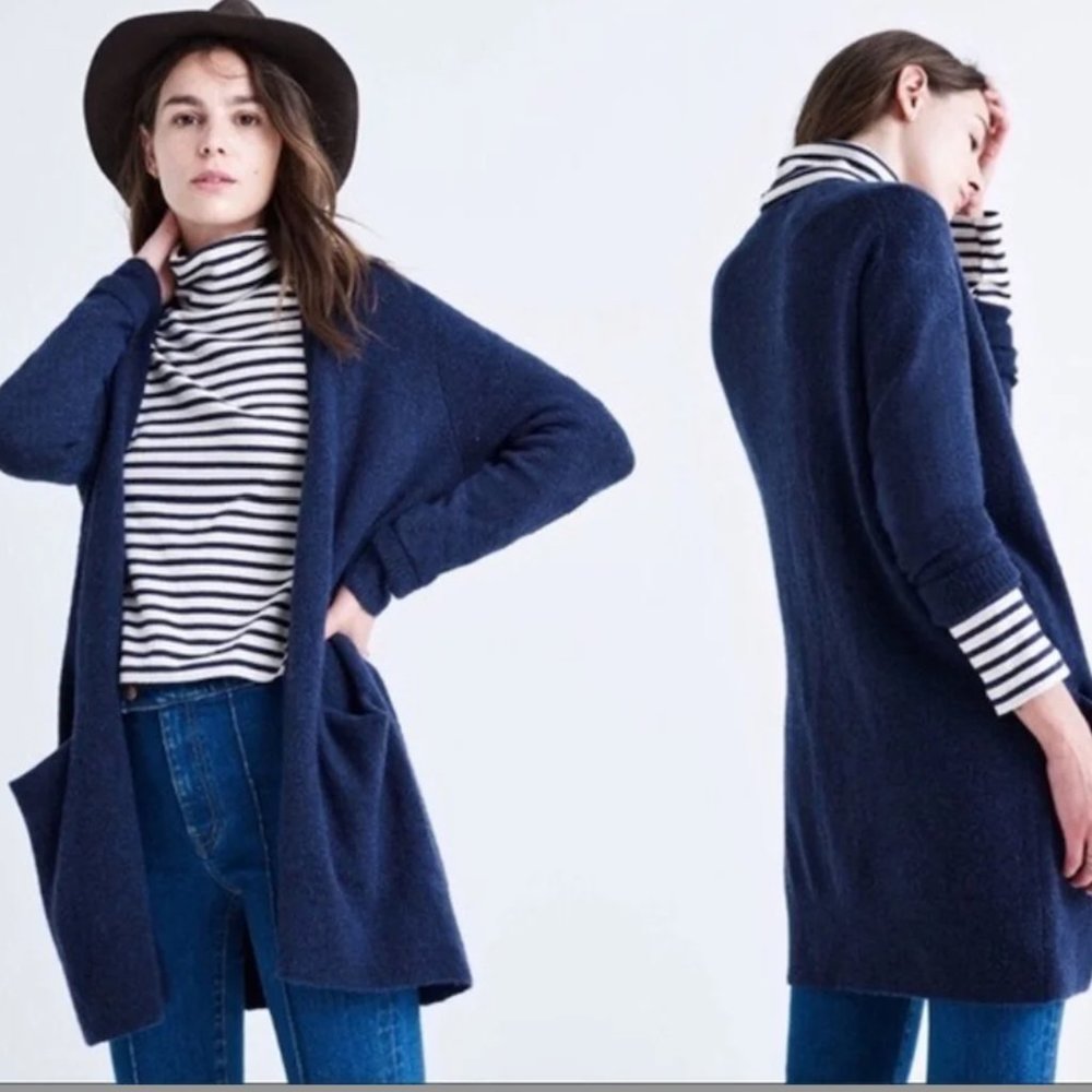 Madewell Kent Long Open Cardigan iHeather Blue